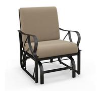 COSTWAY Chaise à Bascule de Jardin avec Coussin, Fauteuil à Bascule en Métal avec Accoudoirs Incurvés, Chaise Berçante Ergonomique, pour Jardin, Cour, Porche, Terrasse