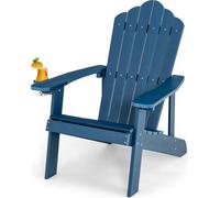 COSTWAY Chaise Adirondack avec porte-gobelet, chaise de jardin résistante aux intempéries, fauteuil de jardin en plastique, chaise d'extérieur pour jardin, terrasse, capacité de charge 170 kg (Navy)