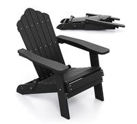 CostwayChaise Adirondack Pliable Chaise Oversize en HIPS pour Patio avec Accoudoirs Large et Dossier Incliné Vis en Acier Inoxydable Noir