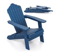 CostwayChaise Adirondack Pliable Chaise Oversize en HIPS pour Patio avec Accoudoirs Large et Dossier Incliné Vis en Acier Inoxydable Marine