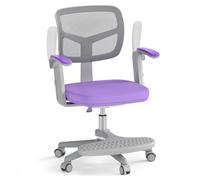 COSTWAY Chaise Bureau Enfant Pivotante avec Hauteur Réglable, Fauteuil Bureau Enfant avec Accoudoirs & Repose-Pieds Réglables, Dossier Ergonomique, Coussin Amovible, Charge 150 kg，3-15 Ans (Violet)