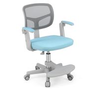 COSTWAY Chaise Bureau Enfant Pivotante avec Hauteur Réglable, Fauteuil Bureau Enfant avec Accoudoirs & Repose-Pieds Réglables, Dossier Ergonomique, Coussin Amovible, Charge 150 kg，3-15 Ans (Bleu)
