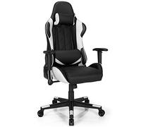 COSTWAY Chaise Bureau Ergonomique à Dossier Haut, Fauteuil Gamer Réglable avec Appui-tête, Renfort Lombaire et Accoudoirs Rembourrés, Inclinable de 90°-160°, Charge Max 150KG, 71x73x125-135cm (Blanc)