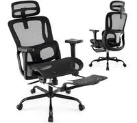 COSTWAY Chaise de Bureau, Chaise Ergonomique avec Dossier Haut, Support Lombaire Ajustable, Accoudoirs 3D, Repose-Pieds Rétactable, Chaise de Gaming en Maille, Noir