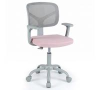COSTWAY Chaise de Bureau Enfant Pivotante & Hauteur Réglable, Rose | Accoudoirs et Support en Forme Y, Roues Universelles, Assise Rembourrée, Dossier en Maille, Charge 150kg pour 3-10 Ans