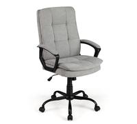 COSTWAY Chaise de Bureau Ergonomique Réglable en Hauteur, Chaise Mobile avec Roues, Fauteuil de Direction Pivotante avec Accoudoirs, Confortable pour Bureau à Domicile, Étude, Salle de Jeux, Gris