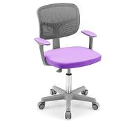 COSTWAY Chaise de Bureau Pivotante Enfants avec Hauteur Réglable 80-91,5cm, Siège à roulettes Enfants avec Dossier & Accoudoirs Ergonomique, Coussin Amovible, Charge 150kg pour 3-10 Ans