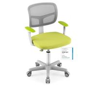 COSTWAY Chaise de Bureau Pivotante Enfants avec Hauteur Réglable 80-91,5cm, Siège à roulettes Enfants avec Dossier & Accoudoirs Ergonomique, Coussin Amovible, Charge 150kg pour 3-10 Ans