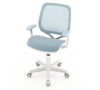 COSTWAY Chaise de Bureau Pivotante Enfants avec Hauteur Réglable 80-92cm, Siège à roulettes Enfants avec Dossier & Accoudoirs Ergonomique, Verrouillage Automatique, Charge 75kg pour 6-15 Ans