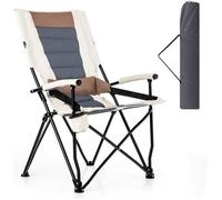 COSTWAY Chaise de Camping Pliante avec Dossier Haut, Coussin Lombaire Charge 150KG Fauteuil de Camping pour Plage Pêche Pique-Nique