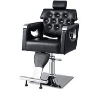 COSTWAY Chaise de Coiffeur Pivotante Inclinable avec Dossier Rembourré - Appui-tête Réglable en 6 Niveaux & Vérin Hydraulique