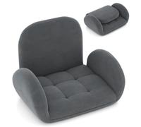 COSTWAY Chaise de Jeu Pliable au Sol pour Adultes, Fauteuil de Relaxation avec Dossier et Accoudoirs Réglables, Fauteuil de Salon Inclinable pour Jeux, Lecture et Méditation, Gris