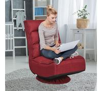 COSTWAY Chaise de sol pivotante à 360° Fauteuil de sol avec dossier réglable en 5 positions Canapé de sol pouvant supporter 150 kg Lazy Sofa rouge