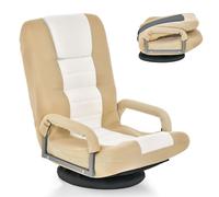 COSTWAY Chaise de sol pivotante à 360°, Fauteuil de sol avec dossier réglable en 6 positions, Fauteuil de jeu rembourré, Canapé de sol Chaise de méditation pouvant supporter jusqu'à 140kg, Lazy Sofa (