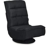 COSTWAY Chaise de Sol Pliable et Réglable en 5 Positions, Chaise Pivotante et Convertible Rembourrée Confortable, Fauteuil Salon Relax Sol Idéale pour Lire, Regarder la Télévision ou Jouer (Noir)