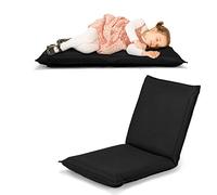 COSTWAY Chaise de Sol Pliable, Tatami Inclinable en 6 Position, Idéal pour Chambre, Salon, Bureau, Chaise de Plancher pour Jeu, Lecture 44 x 54,5 x 53,5CM, Jusqu’à 136KG (Noir)