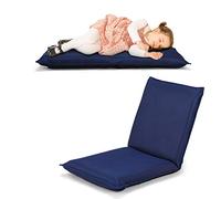 COSTWAY Chaise de Sol Pliable, Tatami Inclinable en 6 Position, Idéal pour Chambre, Salon, Bureau, Chaise de Plancher pour Jeu, Lecture 44 x 54,5 x 53,5CM, Jusqu’à 136KG (Bleu)