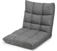 COSTWAY chaise de sol réglable, chaise de sol rembourrée, coussin de sol avec dossier, chaise de méditation chaise de fenêtre (gris)