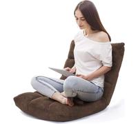 COSTWAY chaise de sol réglable, chaise de sol rembourrée, coussin de sol avec dossier, chaise de méditation chaise de fenêtre marron