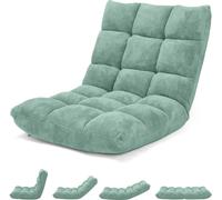 COSTWAY chaise de sol réglable, chaise de sol rembourrée, coussin de sol avec dossier, chaise de méditation chaise de fenêtre vert