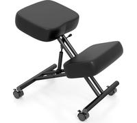 COSTWAY Chaise ergonomique à genoux, tabouret à genoux avec assise inclinée, roulettes universelles & coussins rembourrés, chaise de bureau orthopédique sans dossier