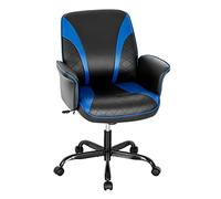 COSTWAY Chaise Gaming Cuir PVC, Siège Gamer Ergonomique Pivotant, Fauteuil de Bureau de Bascule, Réglable en Hauteur, Base en Métal Charge 150kg
