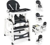 COSTWAY Chaise haute convertible 3 en 1 Chaise d'alimentation/table et chaise pour enfants Set avec plateau amovible 4 positions Coussin d'assise Dossier à 3 positions