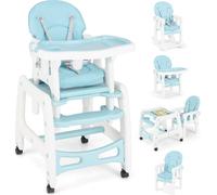 COSTWAY Chaise haute convertible 3 en 1 Chaise d'alimentation/table et chaise pour enfants Set avec plateau amovible 4 positions Coussin d'assise Dossier à 3 positions