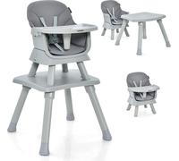 COSTWAY Chaise haute pour bébé 6 en 1, Chaise haute & Chaise à manger & Table d'apprentissage & Table de construction & Groupe de sièges pour enfants, Chaise haute pour enfant avec ceinture de sécurit