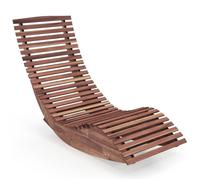 COSTWAY Chaise Longue à Bascule en Bois d'Acacia - certifié FSC, Conception à Lattes, Butées de Fond - Charge 160KG - Transat