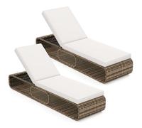 COSTWAY Chaise Longue Jardin Exterieur avec Coussin, Bain de Soleil Inclinable à 7 Positions, Charge 180 kg, Rotin PE, Rangement Inférieur, Transat pour Jardin Piscine Terrasse, 185 × 65 × 86 cm (2)