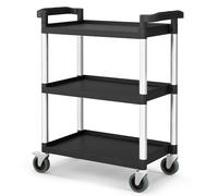 COSTWAY Chariot à Outils Roulant à 3 Niveaux Charge 225 kg, Chariot Servante d’Atelier en Aluminium avec Roues Verrouillables et Poignées Doubles, pour Entrepôt Bureau Garage