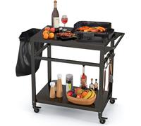 COSTWAY Chariot barbecue avec 2 étagères, 4 roulettes, crochet, table de grill Outdoor Chariot de service 100,5x50x93,5cm