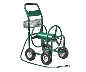 COSTWAY Chariot d’Arrosage,Dévidoir de Tuyau d’Arrosage avec 4 roulettes,Panier de Rangement et 1,7M de Tuyau pour Jardin 95 x 62 x 113cm
