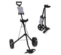 COSTWAY Chariot de Golf 2 Roues Pliable en EVA avec Emplacements pour 4 Tees 4 Balls et Tableau de Score Cadre Fer Sangle Réglable