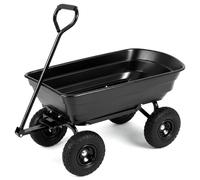 COSTWAY Chariot de Jardin avec Benne Basculante 75 L | Brouette Tout-Terrain à 4 Roues avec Poignée Réglable, Cadre Métallique, Charge 300 kg, pour Terrasse Camping Shopping