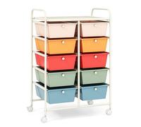 COSTWAY Chariot de Rangement 10 Tiroirs en PP, Tour de Rangement, Cadre en Métal, Desserte Meuble Tiroir pour École, Salle de Bain, Maquillage, Cuisine