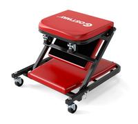 Costway Chariot De Visite Mécanicien Avec Siège Rembourré & 6 Roulettes, Pour Garage Réparation Automobile Entretien 150 Kg Rouge