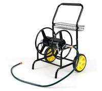 COSTWAY Chariot Dérouleur de Tuyau de Jardin, Outil d’Arrosage Extérieur Capacité de 70 m pour Tuyau de 20 mm, Dévidoir Métallique avec 2 Roues Panier de Rangement, pour Jardin Pelouse (Noir)