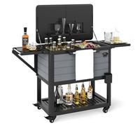 COSTWAY Chariot Isothermique de 91 L, Réfrigérant avec roulettes Ouvre-Bouteille, Desserte Jardin Mobile pour Conserver la Glace et Boissons dans la Fête BBQ Jardin Terrasse Piscine