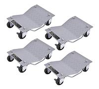 COSTWAY Chariots de Manutention de Voiture 4 Pcs Capacité 680KG/Pc, Aide à la Manœuvre Automobile avec roulettes Verrouillables Rotation à 360°, pour Voitures Camions Motos, 40,5x30CM