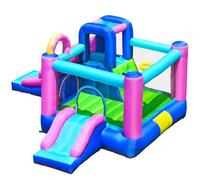 COSTWAY Château Gonflable 5 en 1 avec 2 Toboggans et Sac de Transport 416 x 350 x 200 cm Charge Max 90KG Souffleur non Inclus