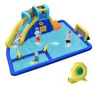 Costway Château Gonflable 6 En 1 Avec Souffleur 680w Escalade Toboggan À Jet D'eau Grande Piscine Cadre De Football/Basket-Ball