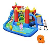 COSTWAY Château Gonflable 7 en 1 avec Souffleur 450W Toboggan Aquatique Aire de Saut Mur d'Escalade Kit de Réparation Tissu Oxford