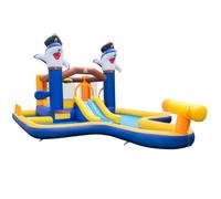 COSTWAY Château Gonflable 7 en 1-Parc Toboggan Aquatique pour Enfants, avec Piscine et Canon à Eau, Jeu de Boxe, 578 x 408 x 250 cm