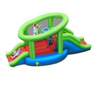 COSTWAY Château Gonflable Apparence de l'Escargot avec 2 Toboggans,Panier de Basket-ball,Mur d'Escalade avec Patchs de Réparation