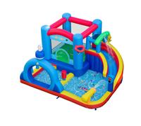 Costway Château gonflable avec toboggan aquatique, aire de saut, piscine, canon à eau, sacs de sable et jeu de panier (gonfleur non inclus)