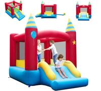 COSTWAY Château Gonflable avec Toboggan et Trampoline, Intérieur Extérieur