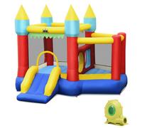 COSTWAY Château Gonflable pour 3 Enfants 3-10 Ans avec Souffleur 450W, Toboggan, 100 Balles 301 cm x 284,5 cm x 165 cm Charge 135KG