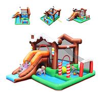 COSTWAY Château Gonflable pour Enfants avec Toboggan Cercle de Basket-Ball Mur d'escalade Filet de Sécurité Sac Design Mignon sans Souffleur…